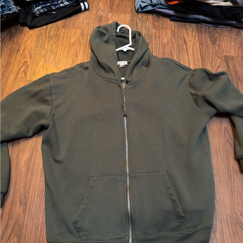 Men's Olive Green ZipUp Hoodie Sweater